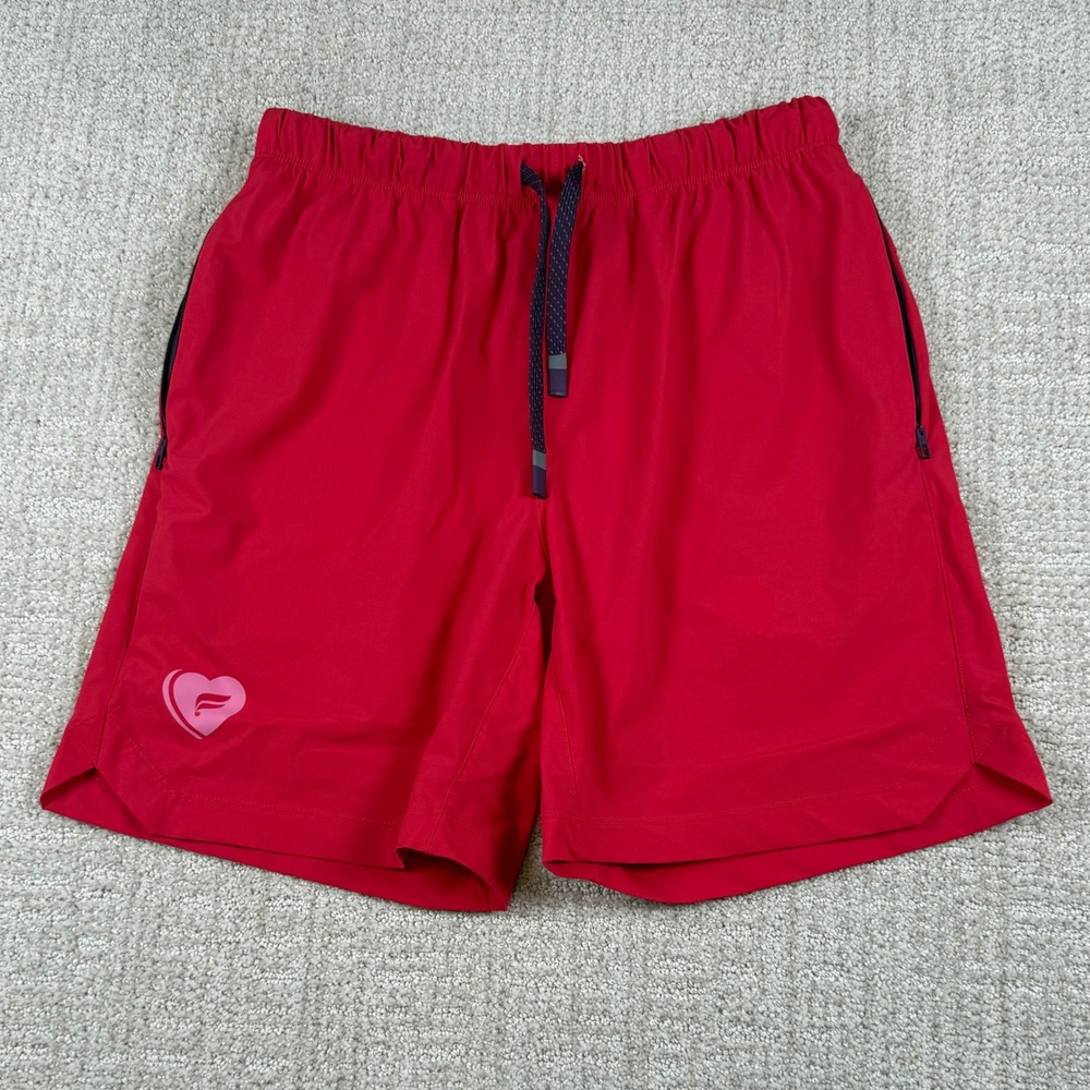 Fabletics Mens Small 7" Unlined Red Heart Athletic Gym Training Shorts